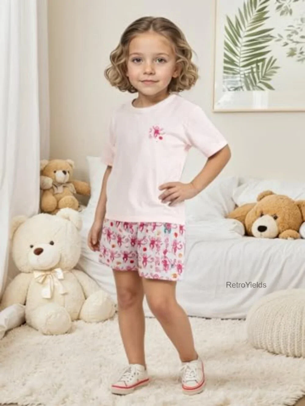 Baby Girl 2 Piece Pajama Set Cotton Blend Short Sleeve Summer